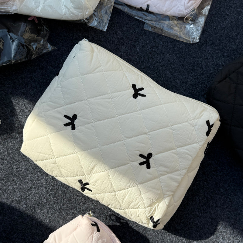 Bow Quilted Large Pouch