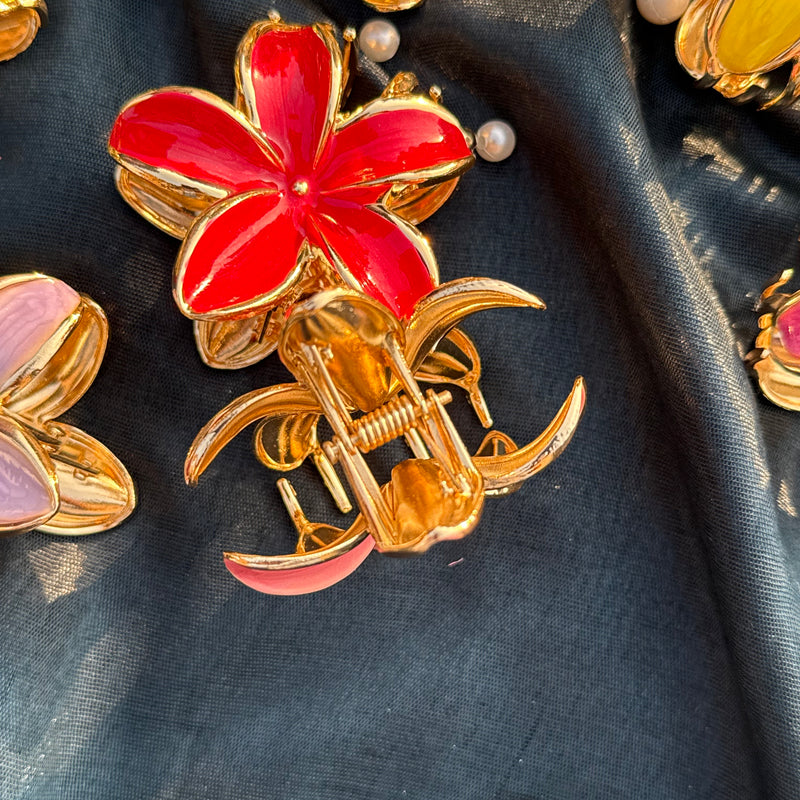 Metallic Flower Medium Claw Clip