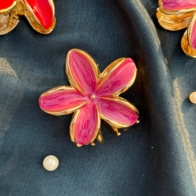 Metallic Flower Medium Claw Clip
