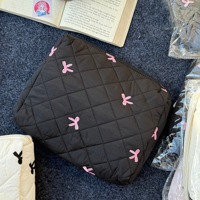 Bow Quilted Large Pouch