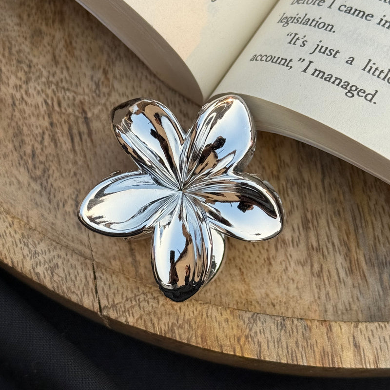 Mini Flower Claw Clip- Chrome