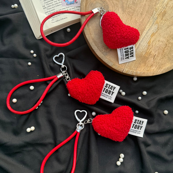 Fluffy Heart Bag Charm