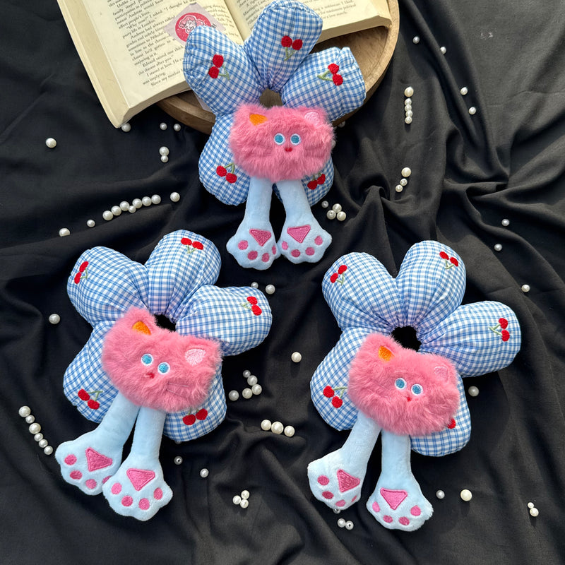 Korean Puffer Scrunchies- Blue Cherry