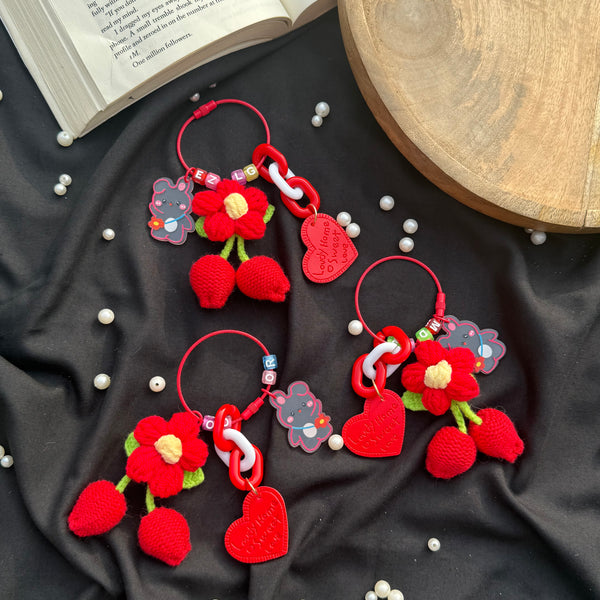 Crochet Cherry Bag Charm