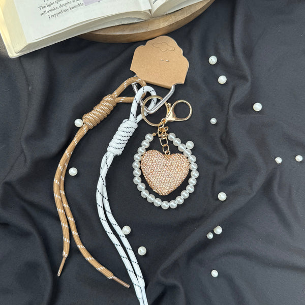 Premium Heart Bag Charm- Champagne