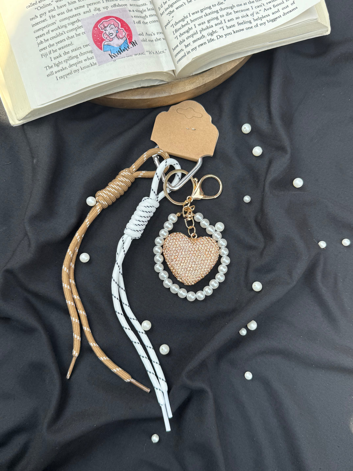 Premium Heart Bag Charm- Champagne
