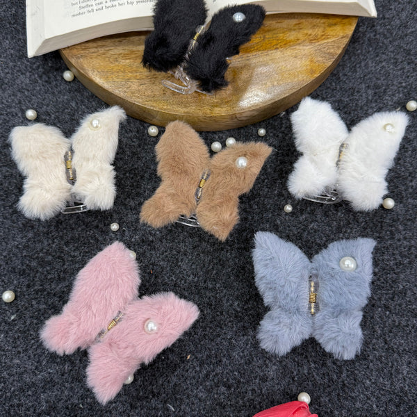 Butterfly Fur Claw Clip