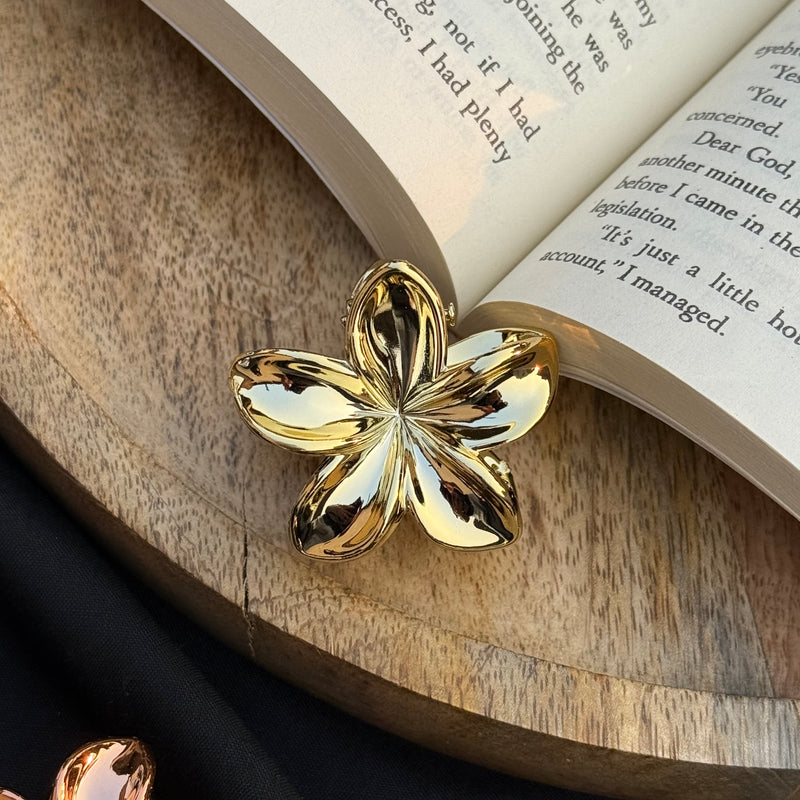 Mini Flower Claw Clip- Chrome