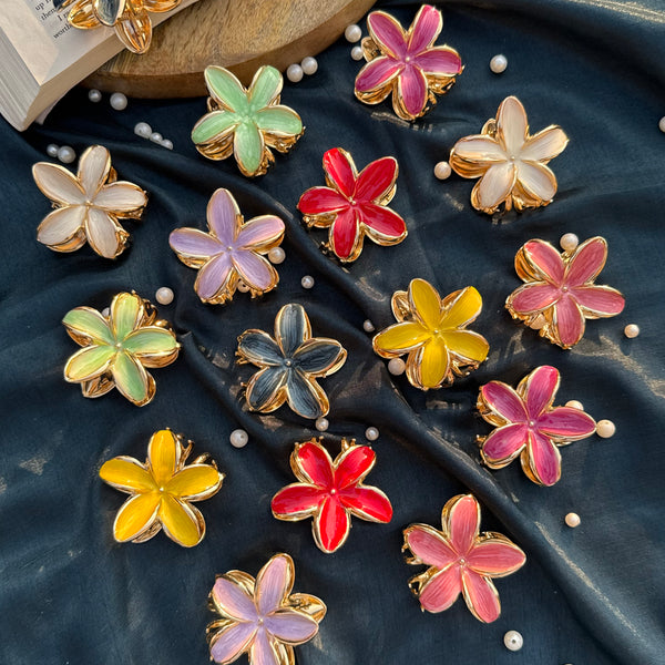 Metallic Flower Medium Claw Clip