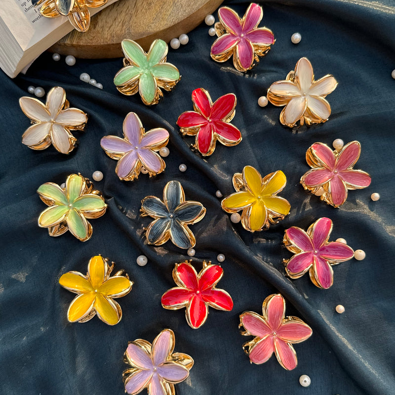 Metallic Flower Medium Claw Clip
