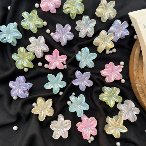 Mini Flower Claw Clip- Holographic