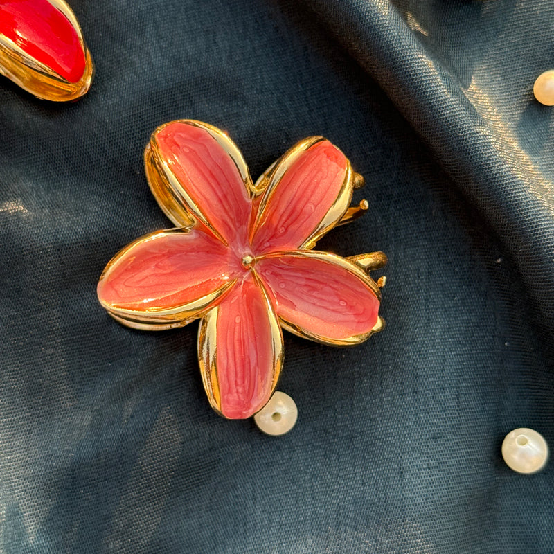 Metallic Flower Medium Claw Clip