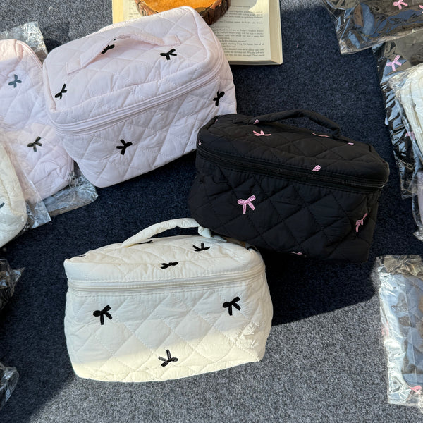 Bow Quilted Vanity Pouch