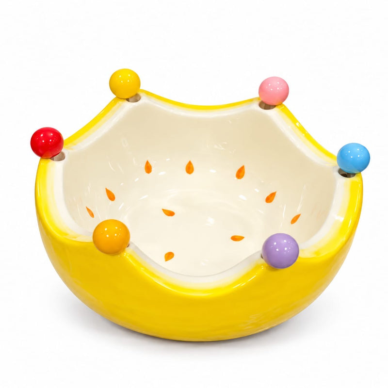 Watermelon Textured Ceramic Fruit Bowl with Folk Set