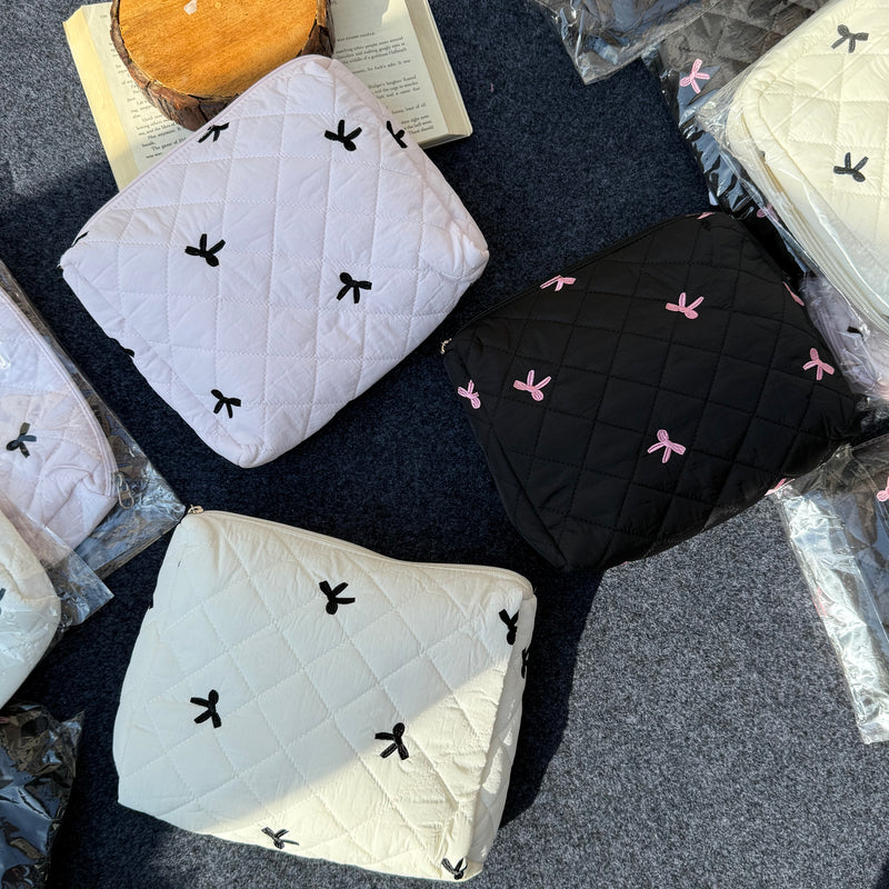 Bow Quilted Large Pouch