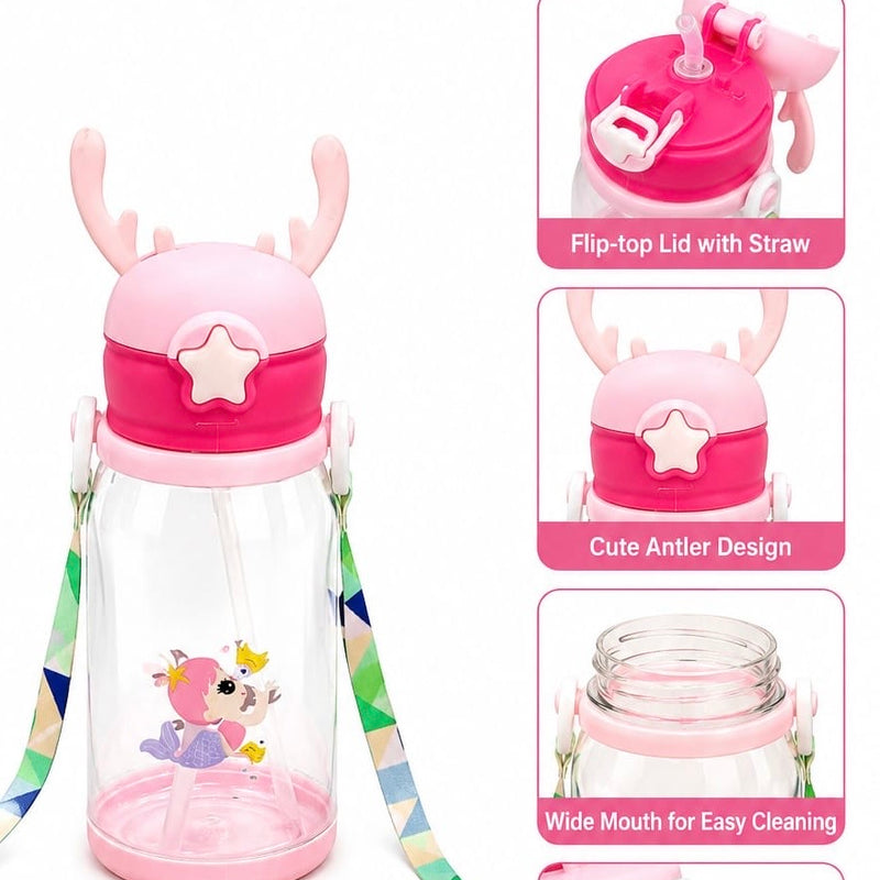 Horn Mini Kids Plastic Bottle With Strap