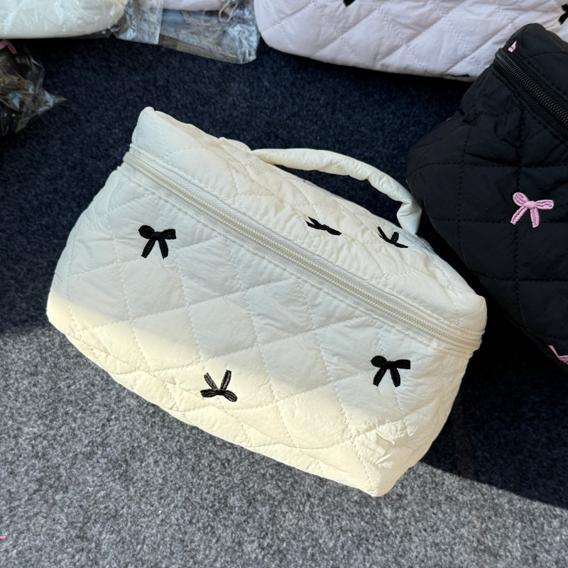 Bow Quilted Vanity Pouch