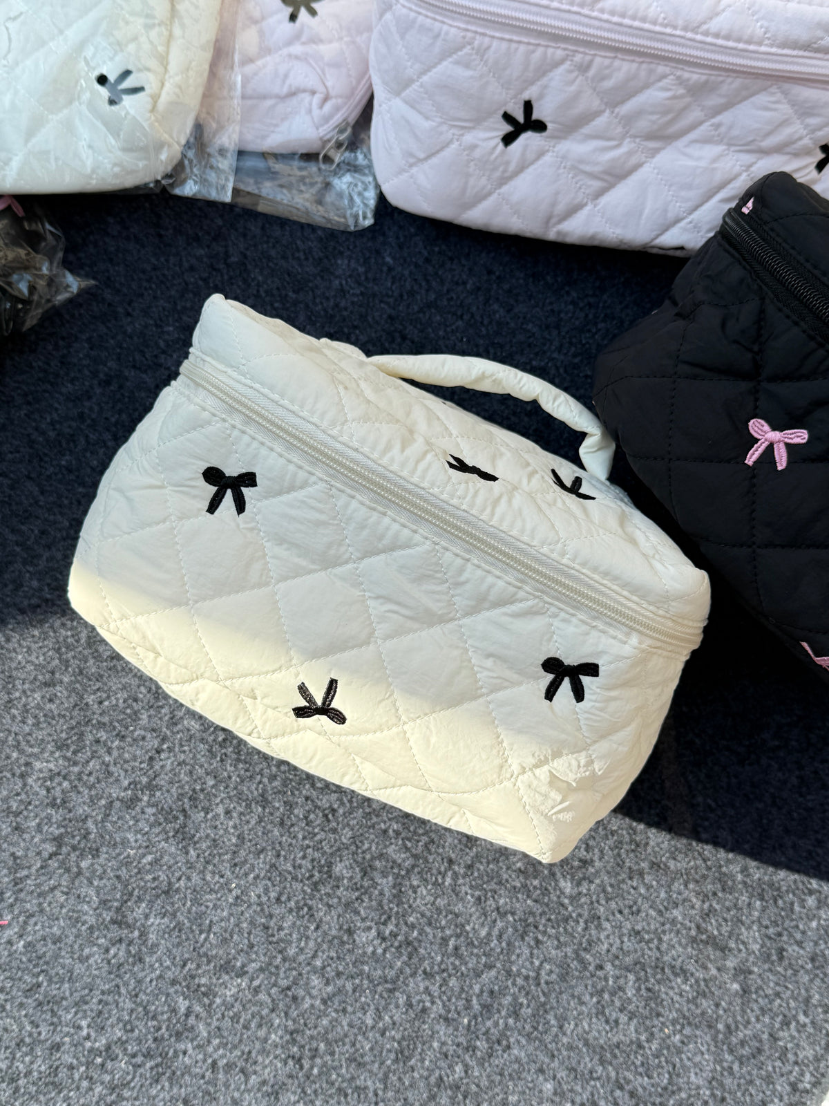 Bow Quilted Vanity Pouch