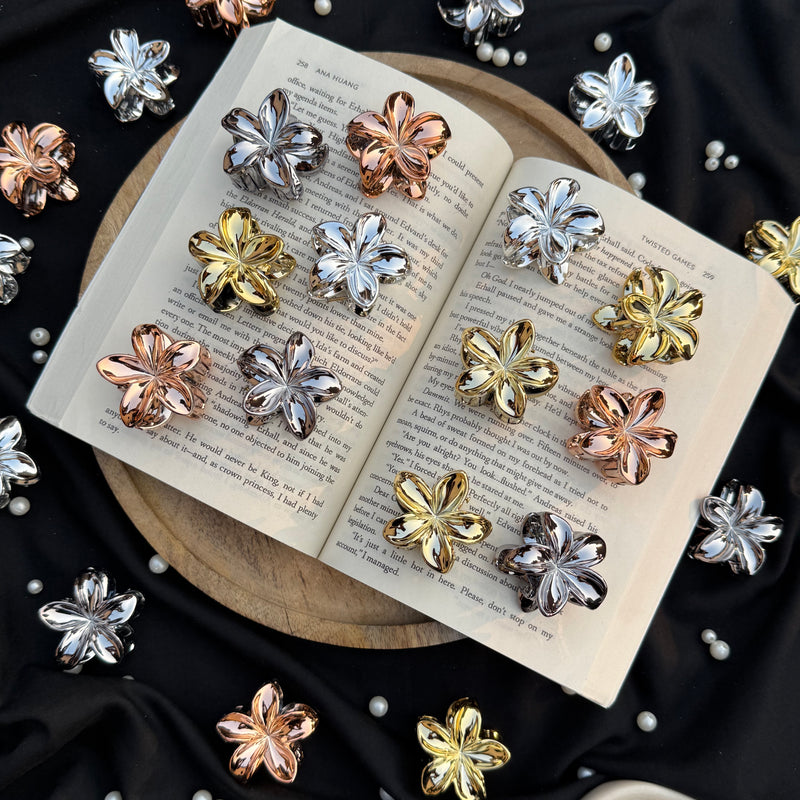 Mini Flower Claw Clip- Chrome