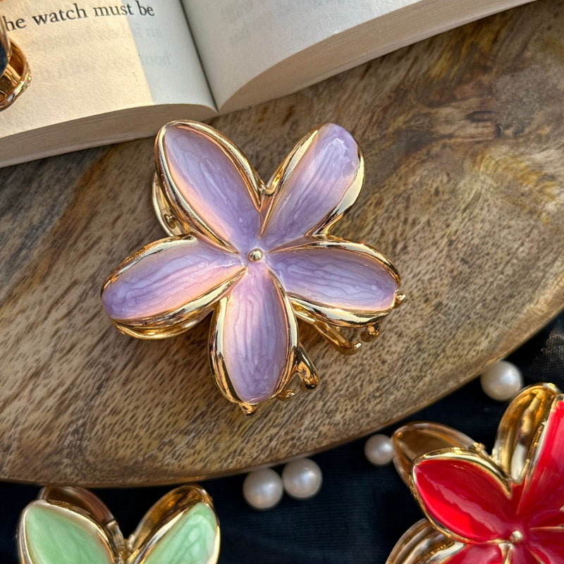 Metallic Flower Medium Claw Clip