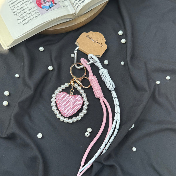 Premium Heart Bag Charm- Pink