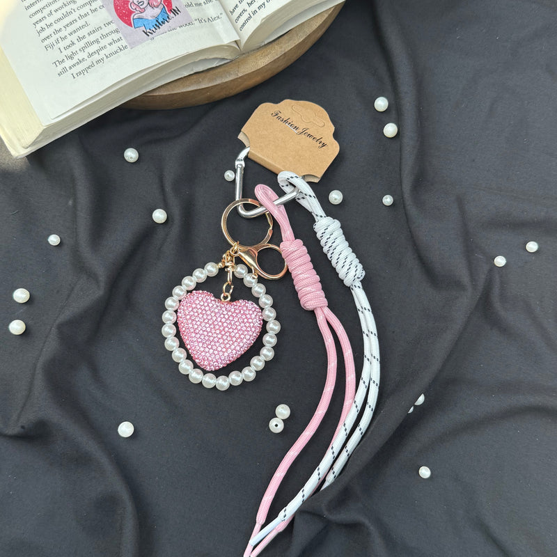 Premium Heart Bag Charm- Pink