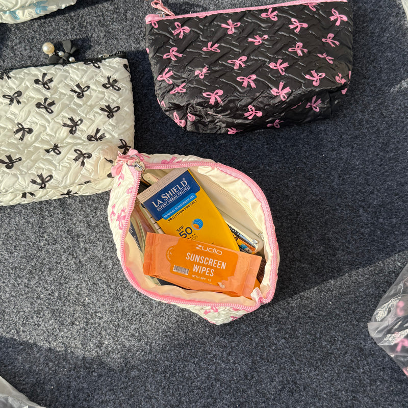 Bow Multipurpose Medium Quilted Pouch