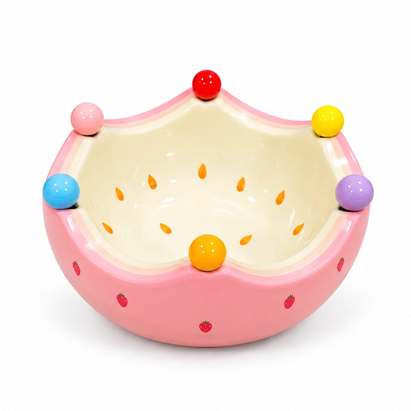 Watermelon Textured Ceramic Fruit Bowl with Folk Set