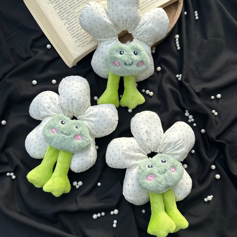 Korean Puffer Scrunchies- Green Froggie