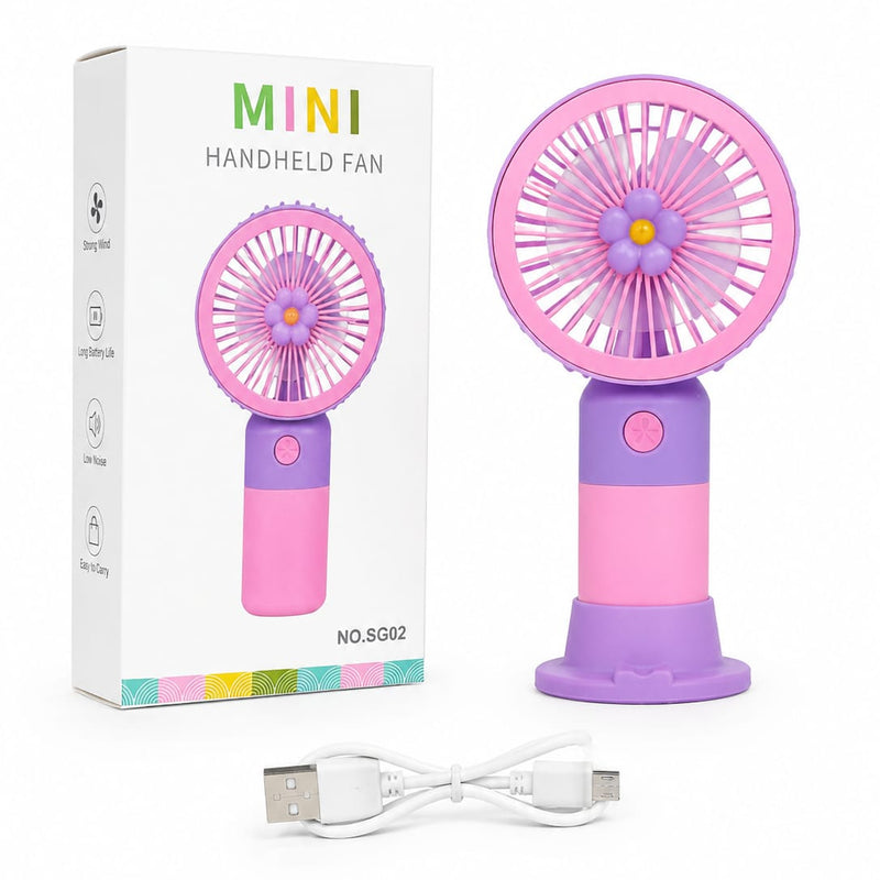 Portable and Chargeable Hand Fan (with Stand)