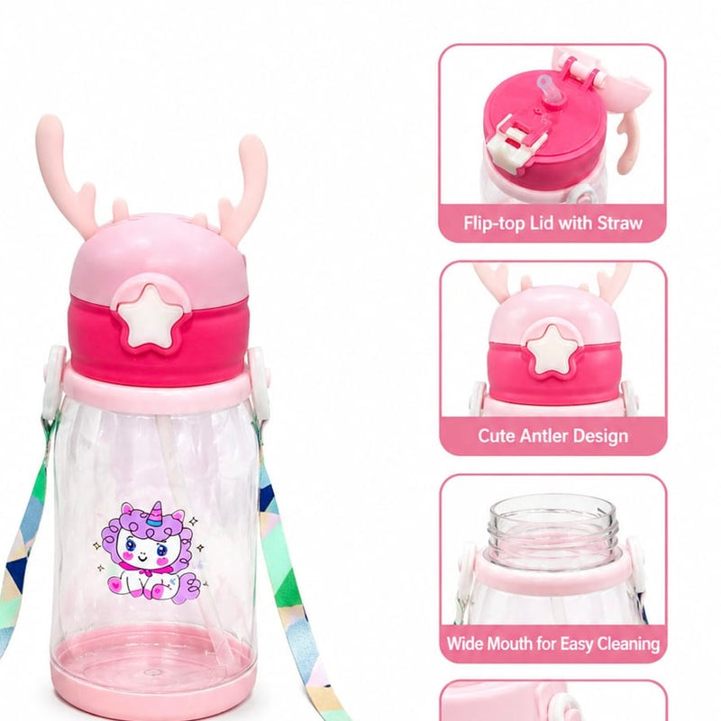 Horn Mini Kids Plastic Bottle With Strap