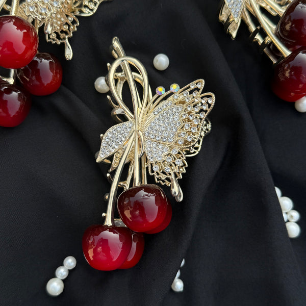 Cherry Premium Metallic Claw Clip