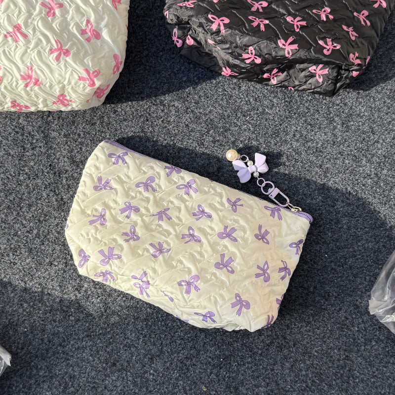 Bow Multipurpose Medium Quilted Pouch