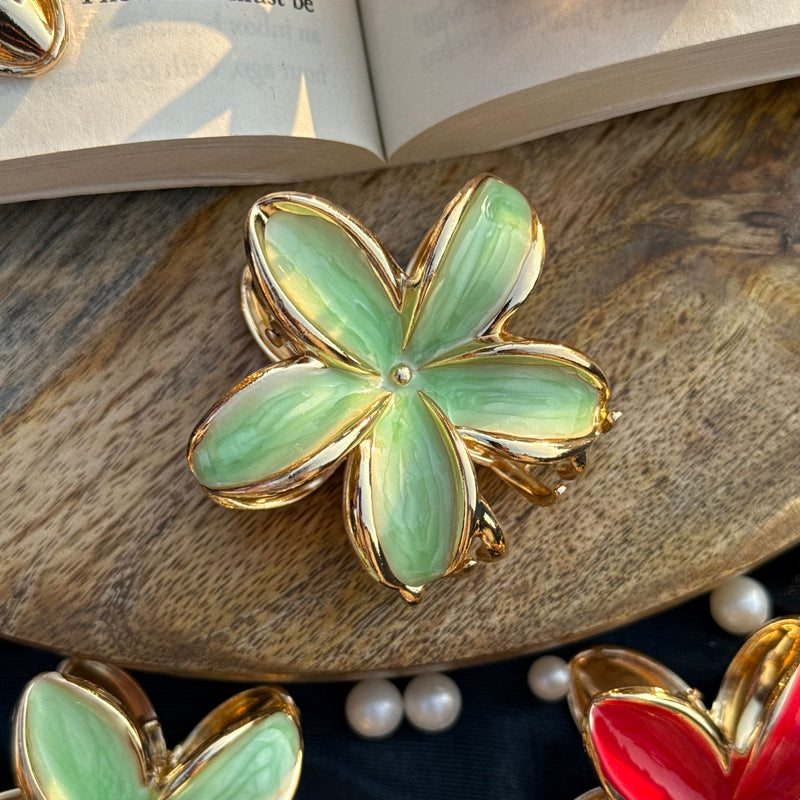 Metallic Flower Medium Claw Clip