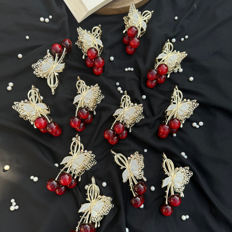 Cherry Premium Metallic Claw Clip