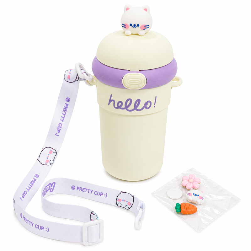 Kids Glass Bottle With Strap and Stick-ons
