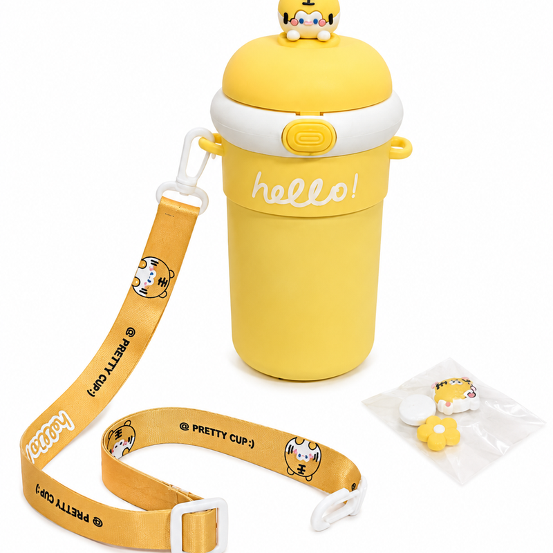 Kids Glass Bottle With Strap and Stick-ons