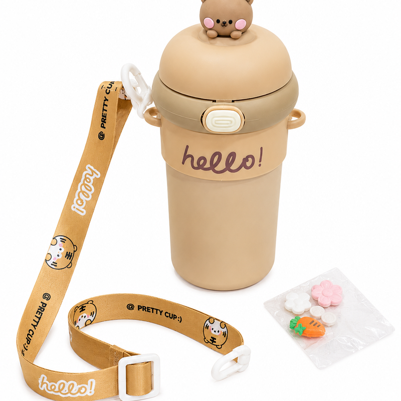 Kids Glass Bottle With Strap and Stick-ons