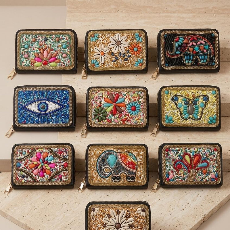 Beaded Handwork Zipper Wallets