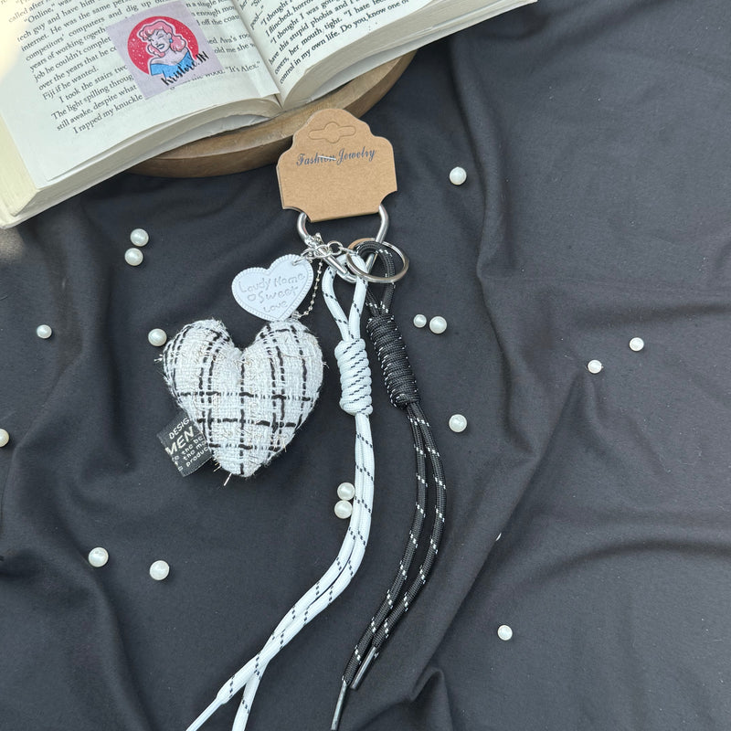 Chequered Heart Bag Charm