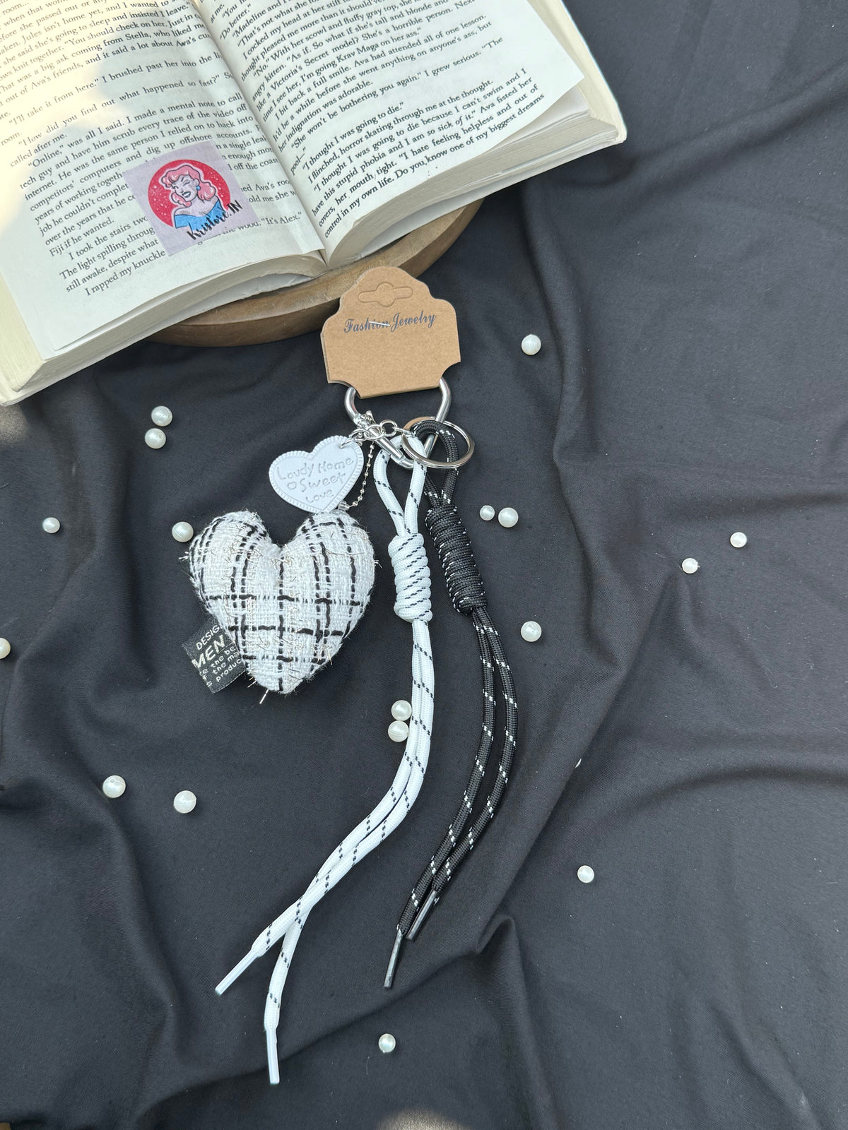 Chequered Heart Bag Charm