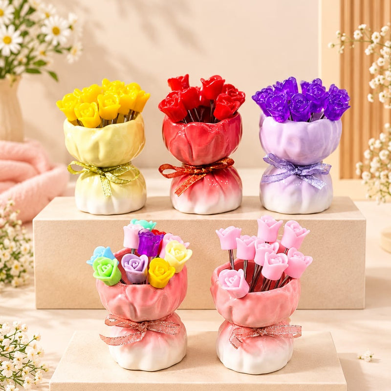 Luxury Flower Ceramic Mini Folk Set