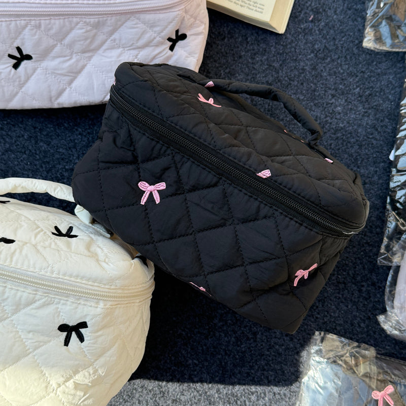 Bow Quilted Vanity Pouch