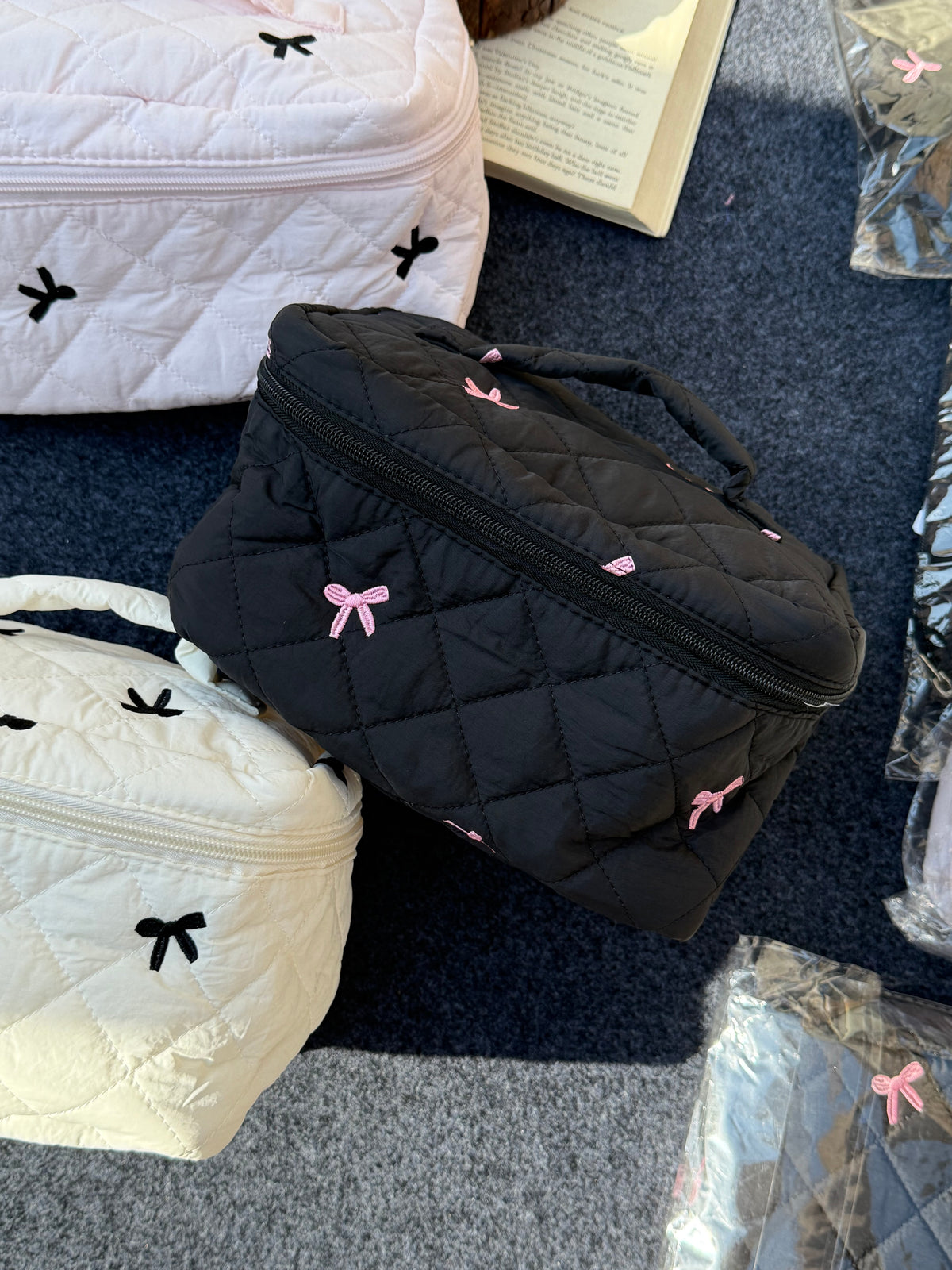 Bow Quilted Vanity Pouch