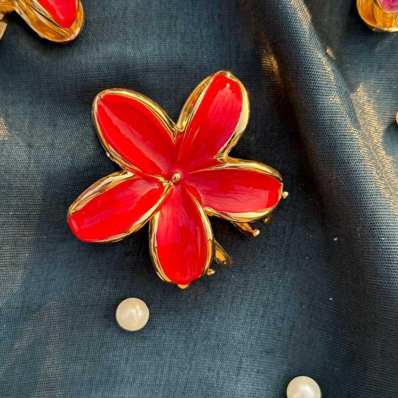 Metallic Flower Medium Claw Clip