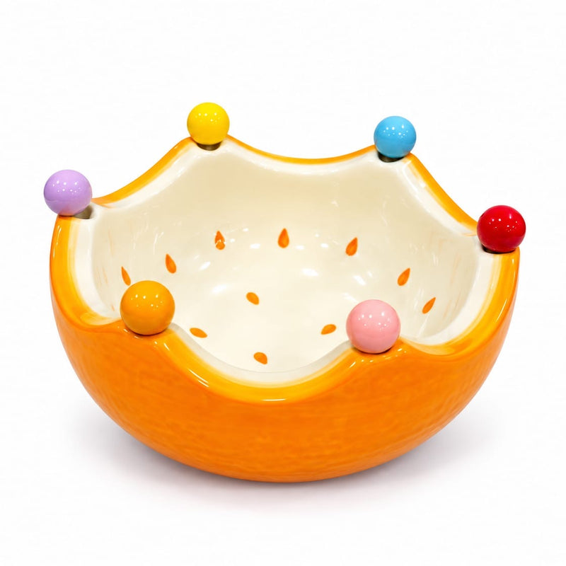 Watermelon Textured Ceramic Fruit Bowl with Folk Set