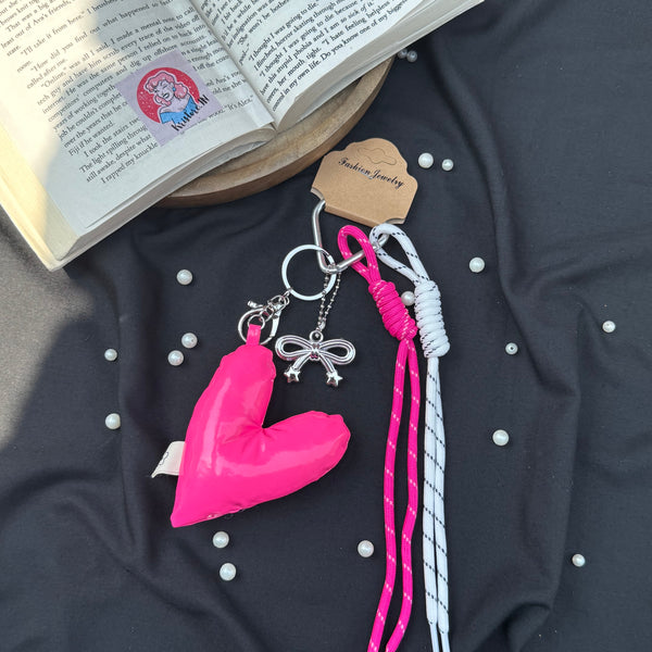 Pink Heart Bag Charm