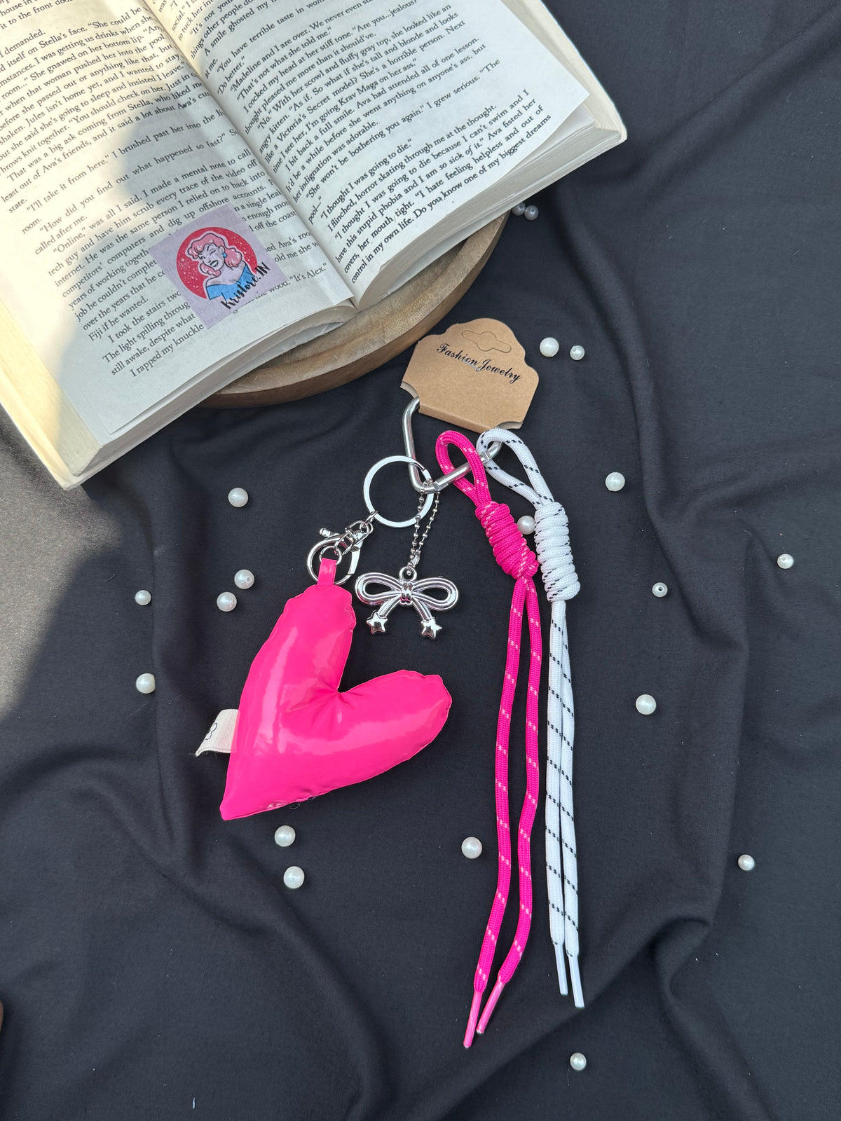 Pink Heart Bag Charm