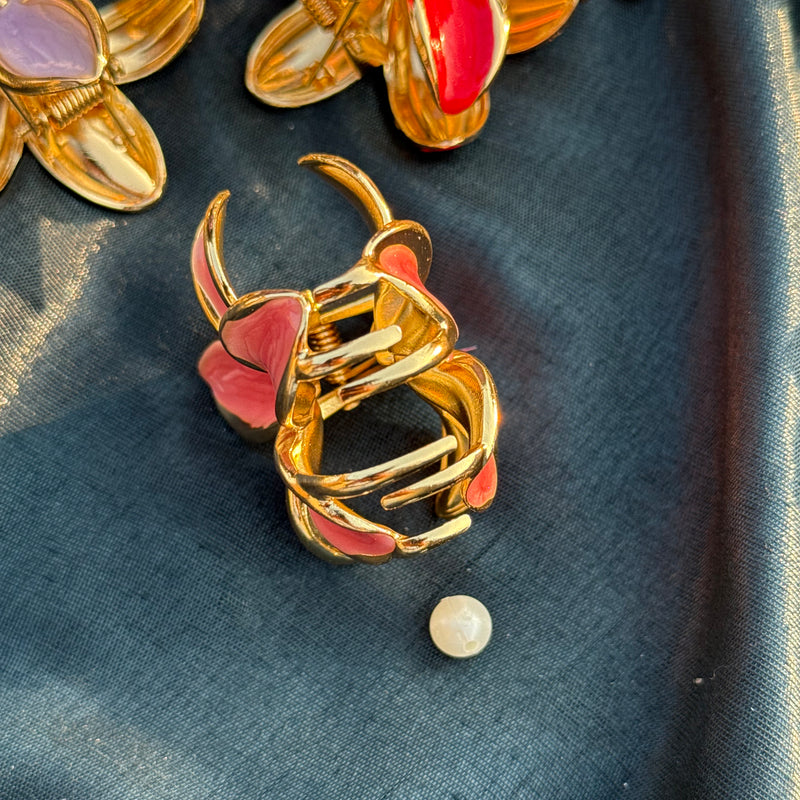 Metallic Flower Medium Claw Clip