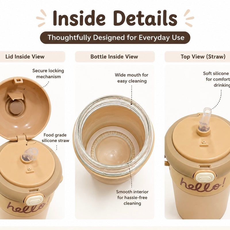 Kids Glass Bottle With Strap and Stick-ons